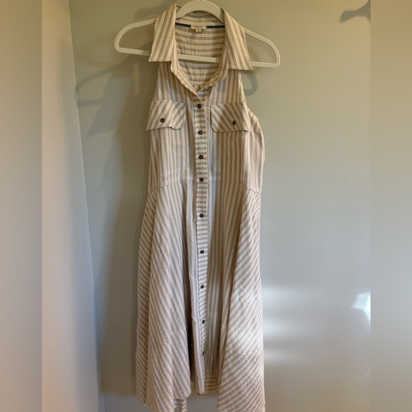 Pilcro Cream Button Down Sleeveless Sundress Size Small - Picture 3 of 8